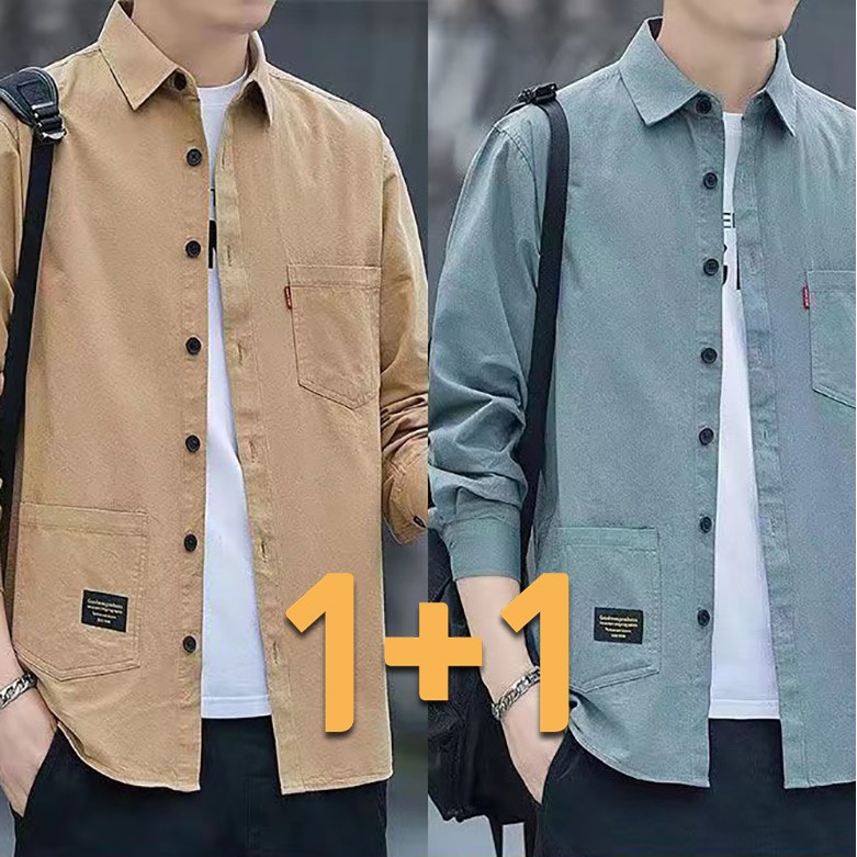 1+1 남성 긴팔 셔츠 외투 봄 가을 간절기 링클프리 캐주얼 남방 셔츠 아우터 루즈핏 상의 자켓 25,300원