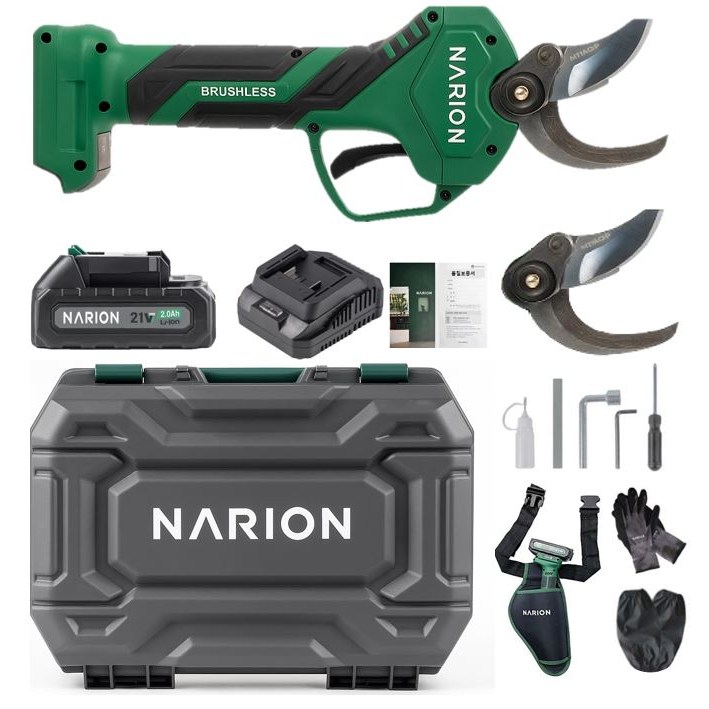 나리온 전동 충전 전지 가위 40mm 배터리 1개 풀세트 21V 무선 브러시리스 리튬 충전식 나무 가지치기 NR21V-ES40 조경 원예 전지가위집 원예용 정전가위 작업용 충전용, 1세트, 현재가 188,990원