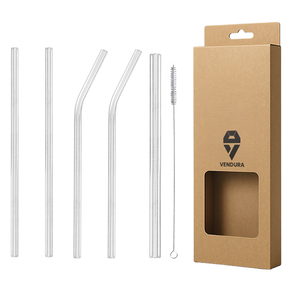 벤듀라 내열 강화 유리 빨대 직선형 2p + 곡선형 2p + 스무디용 + 세척솔 세트 300mm 6,470원