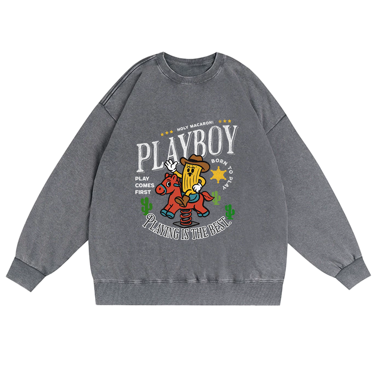 홀리마카로니 남녀공용 PlayBoy 피그먼트 오버핏 프린팅 빅사이즈 스웻셔츠 맨투맨 49,900원