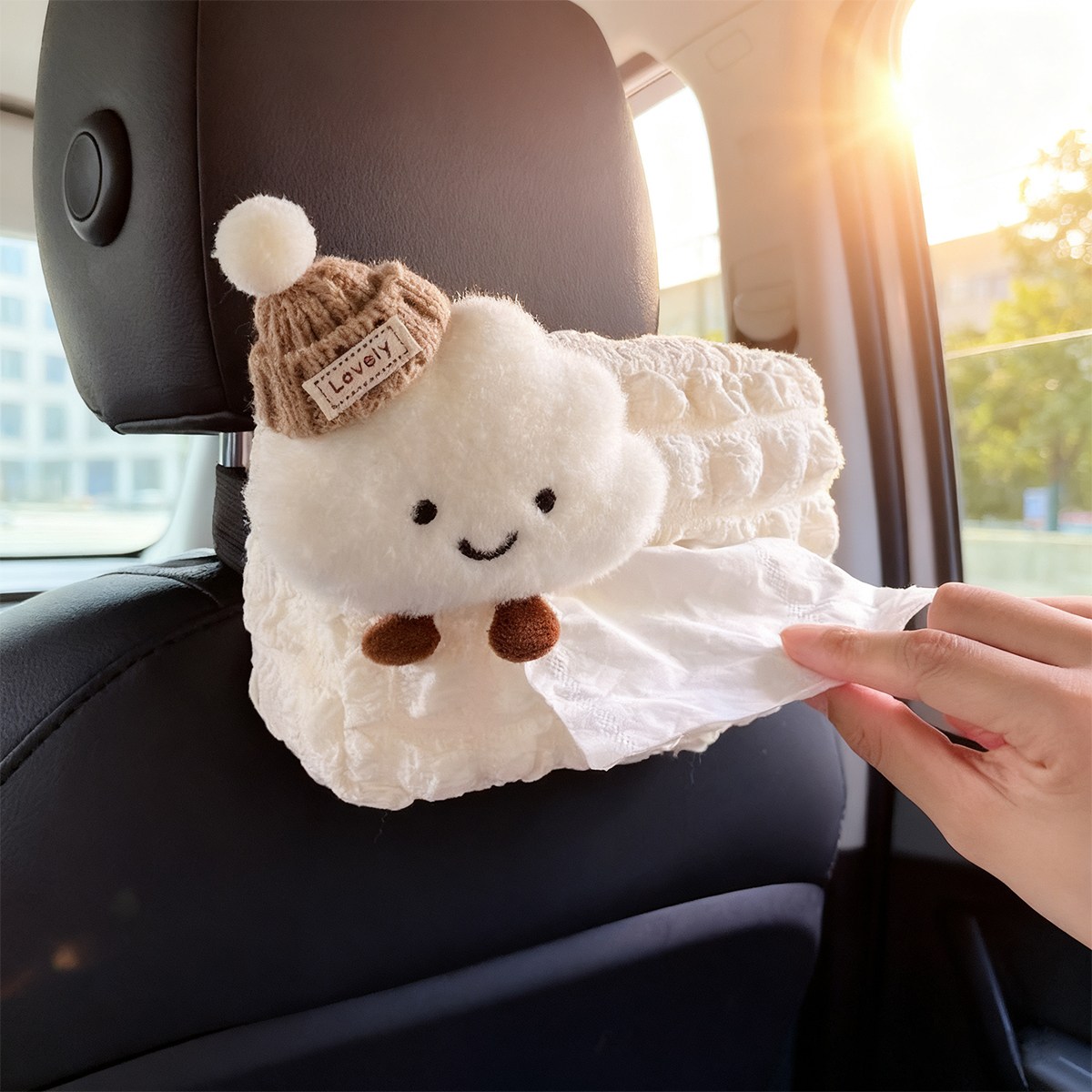 귀여운 구름형 자동차 휴지 티슈 케이스, 크림색 16,900원