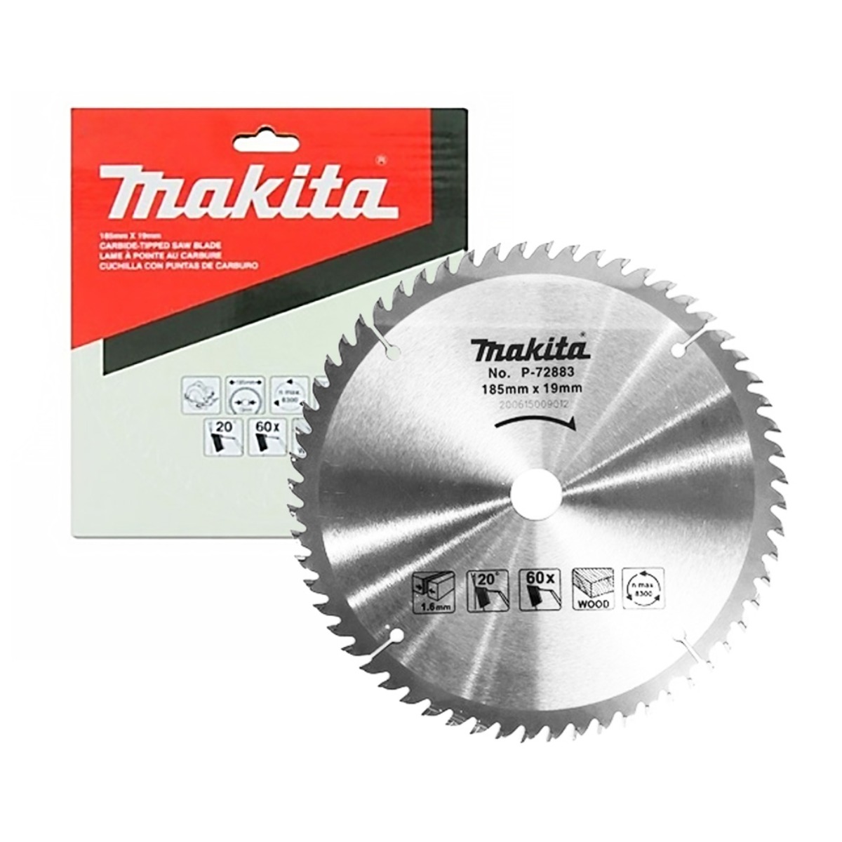 마끼다 목재용 185mm(7) 원형톱날 - 60T 두께 1.6T / P-72883 13,800원