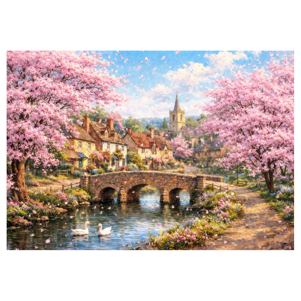 퍼즐갤러리 벚꽃이 만개한 평온한 마을 1000조각 직소퍼즐 PG1060, 1개, 퍼즐단품 액자없음, 1000피스 25,000원