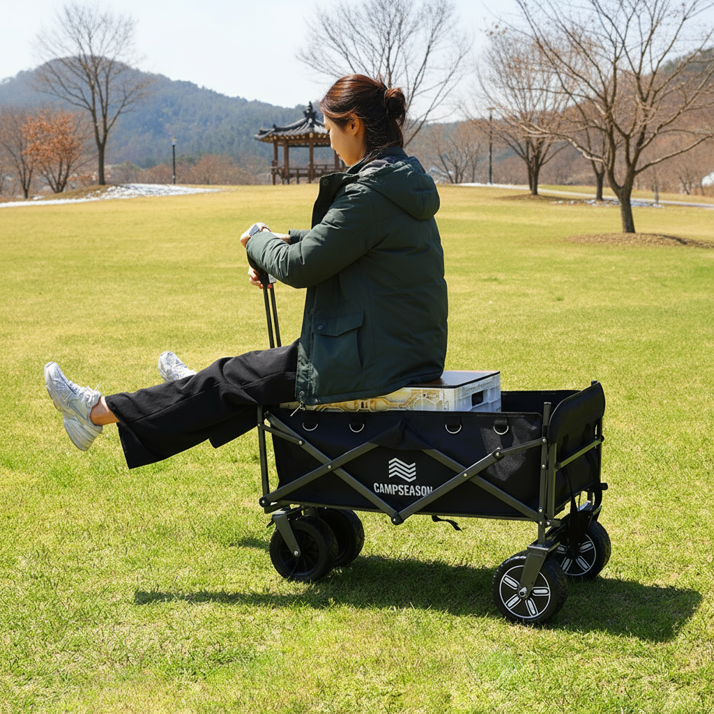 캠프시즌 프리미엄 전동 캠핑 웨건 왜건카트 광폭타이어 접이식카트 뒷문개방형 249,000원
