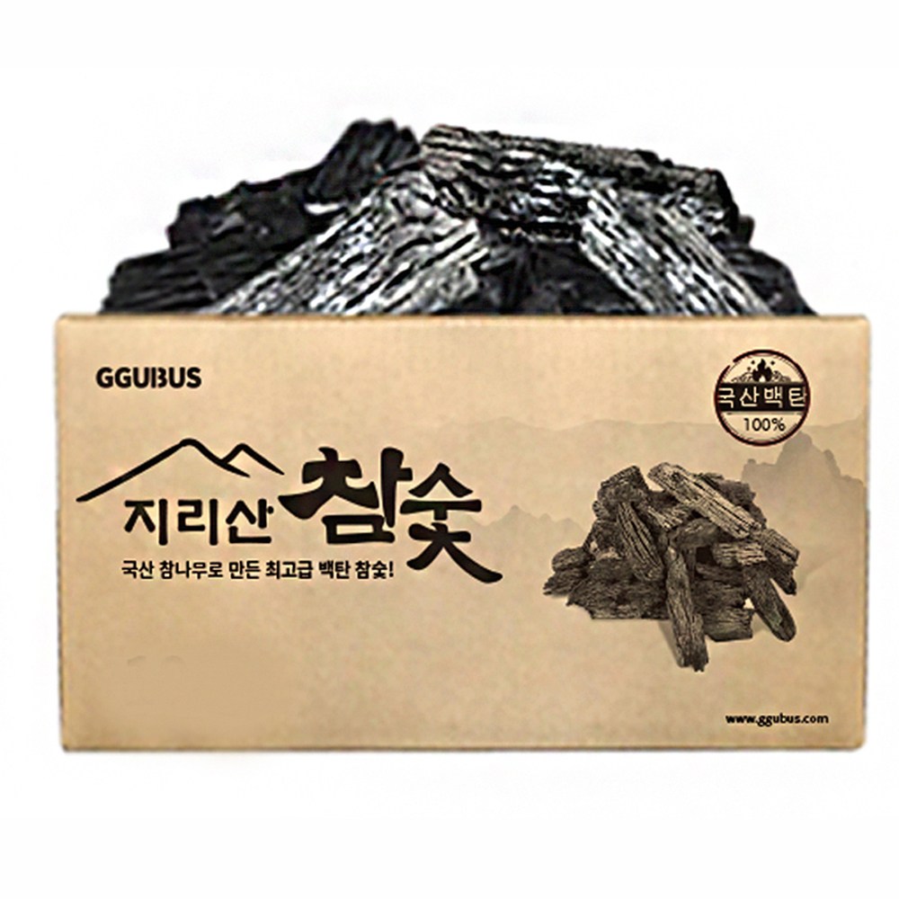꾸버스 지리산 참숯 10kg 국산 참나무 백탄 바베큐 캠핑 구이용 그릴 박스 숯, 1박스 49,000원