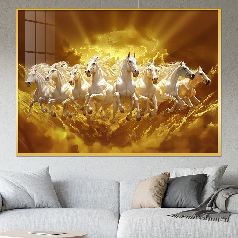 아트블루 승진 출세 합격 풍수지리 야생 말그림 돈 들어오는 럭셔리 액자, 금색(5. 빛나는 대박 백마 팔마도) 33,900원