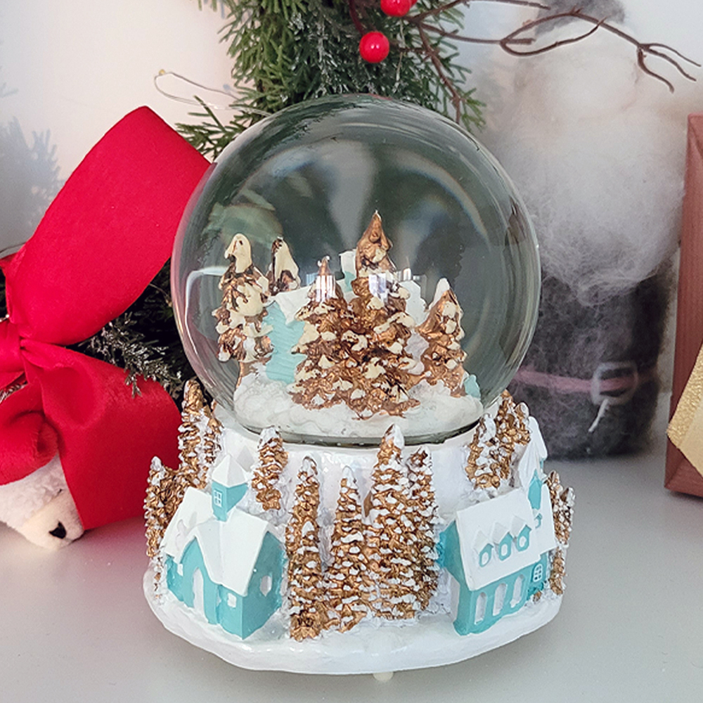 [아스파시아] 크리스마스 오르골 스노우볼 로바 숲속마을 LED 무드등 민트 10,400원