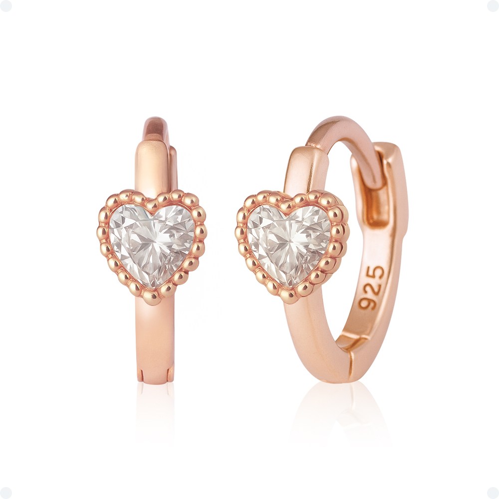 쥬넬 14KGF 러블리 미니 큐빅 하트 베젤 원터치 링 귀걸이(3 color) 57,900원