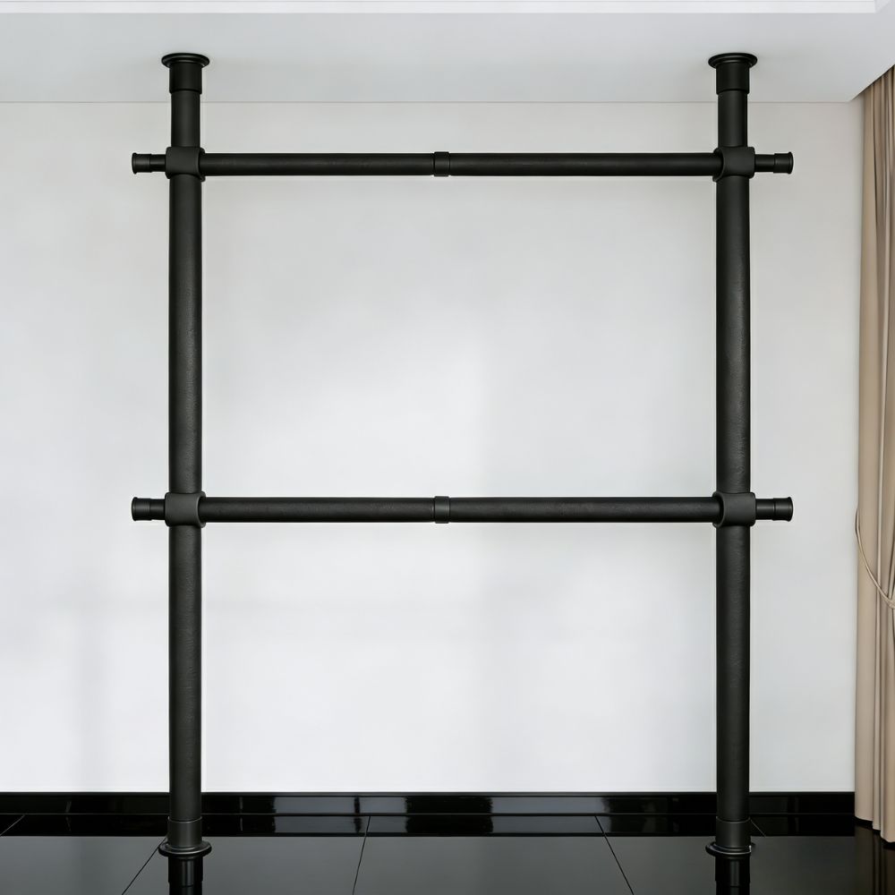 38파이 와이드 2단 행거 고강도 스틸 파이프 설치형 튼튼한 시스템 행거, 블랙 35,900원