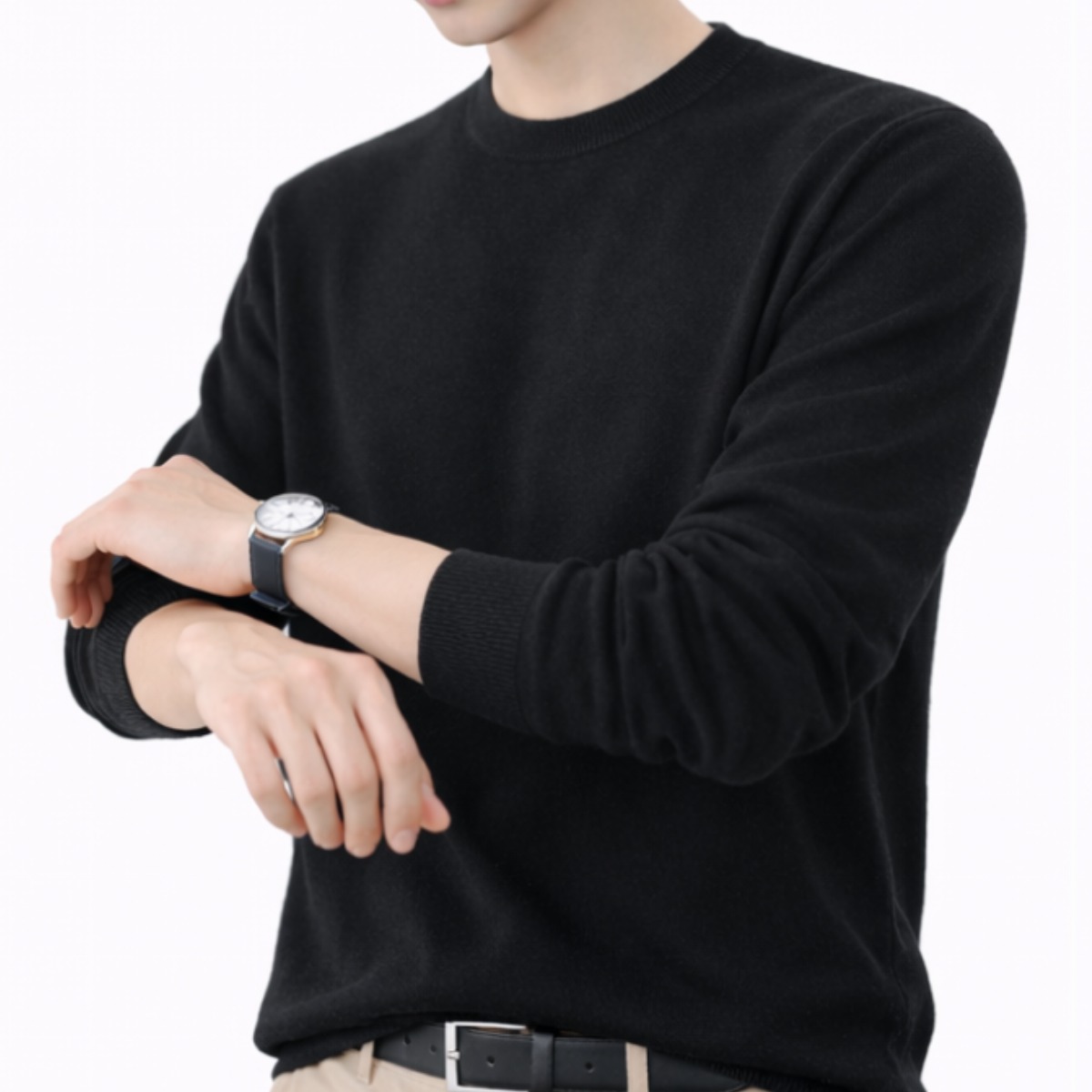 YEON HOME 남성 라운드 니트 베이직 긴팔티 데일리룩 21,900원