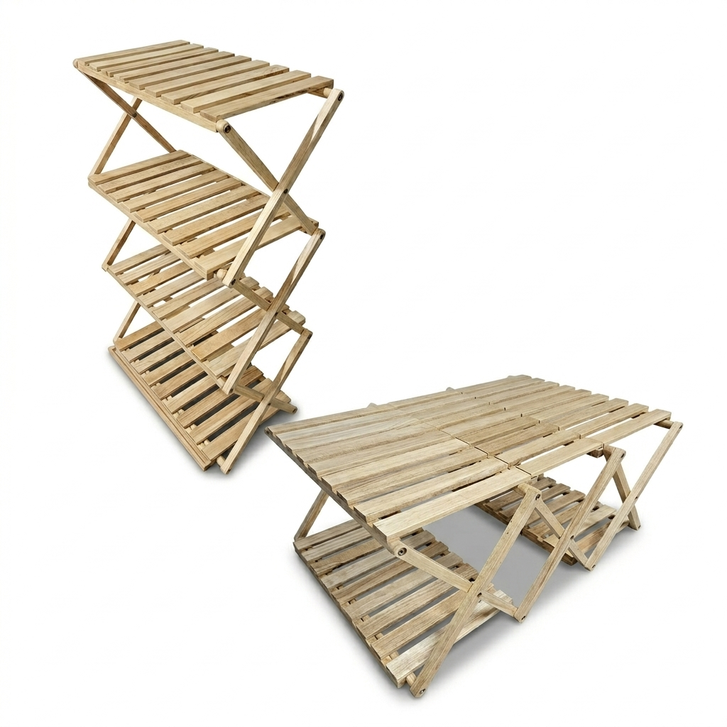 문캠핑 고무나무 접이식 원목 멀티와이드 선반 고급형 선반 테이블 변형가능, 1개, 4단, 내츄럴 46,970원