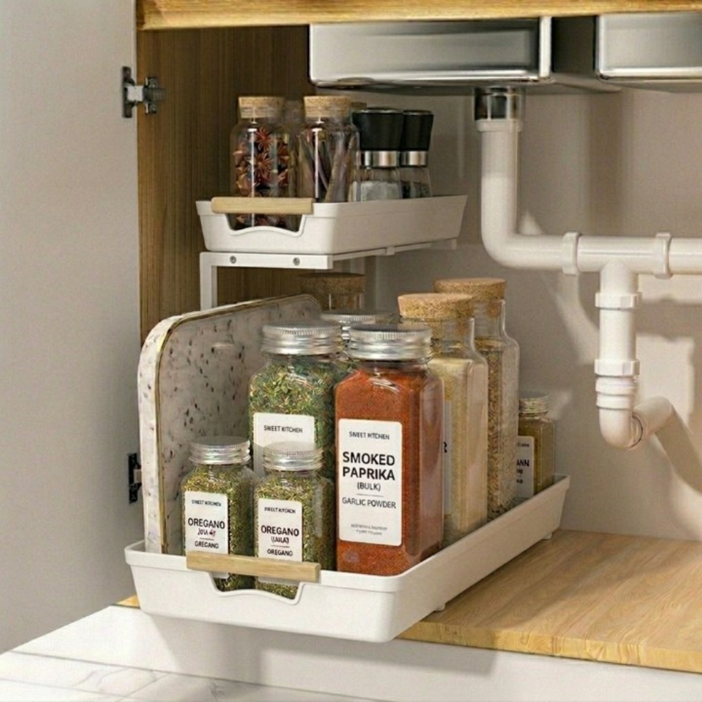 하루원픽 2단 슬라이딩 주방 선반, 1개, 화이트 25,750원