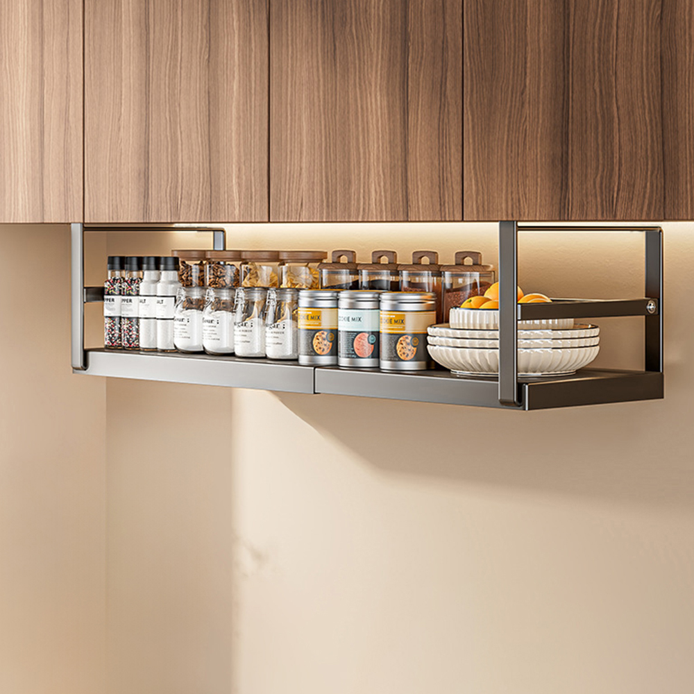 21세기트랜드 슬라칸 무타공 주방 선반 걸이 상부장 길이조절 정리 선반 랙 조절형, 블랙, 1개 19,900원