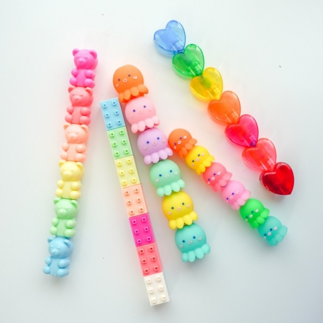 문어 곰돌이 하트 줄줄이 형광펜 5색 네온 고체 하이라이트 4,000원