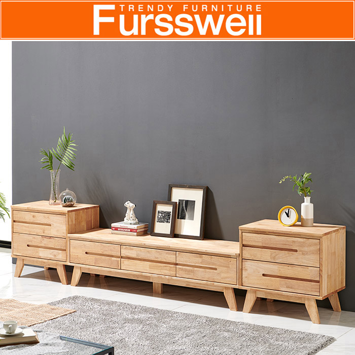 퍼스웰 노르센 고무나무원목 2700 거실장TV장세트(SI_125), 서랍형 424,000원