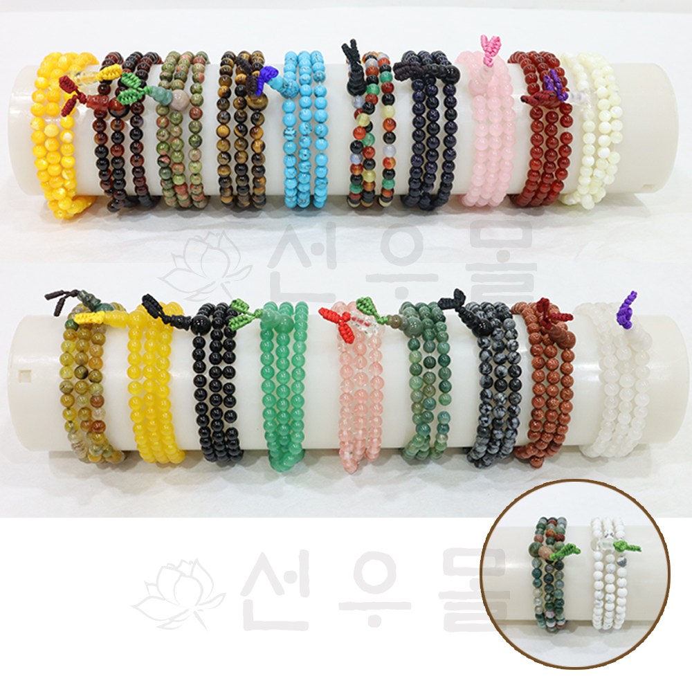 선우몰 원석 염주 5mm 천연원석 3줄팔찌 합장주 염주팔찌 108염주 10,000원