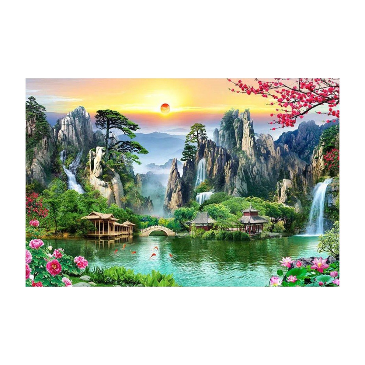 diy 보석십자 산수화 풍경화 폭포수/소나무/목단/연꽃 전체수 60X45 cm, 1개, 60*45CM 27,440원