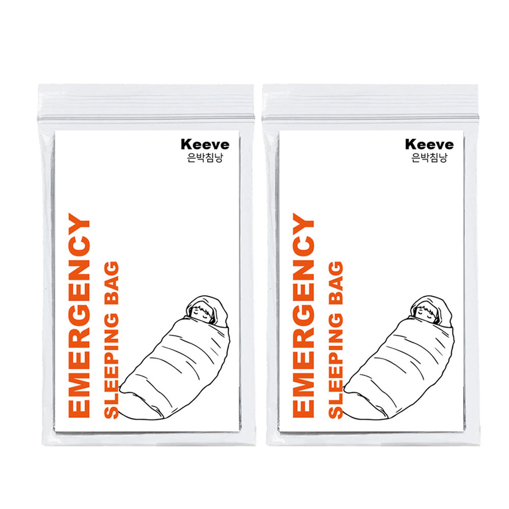 KEEVE 휴대용 비상 보온 체온유지 휴대용 은박침낭, 2개 15,780원