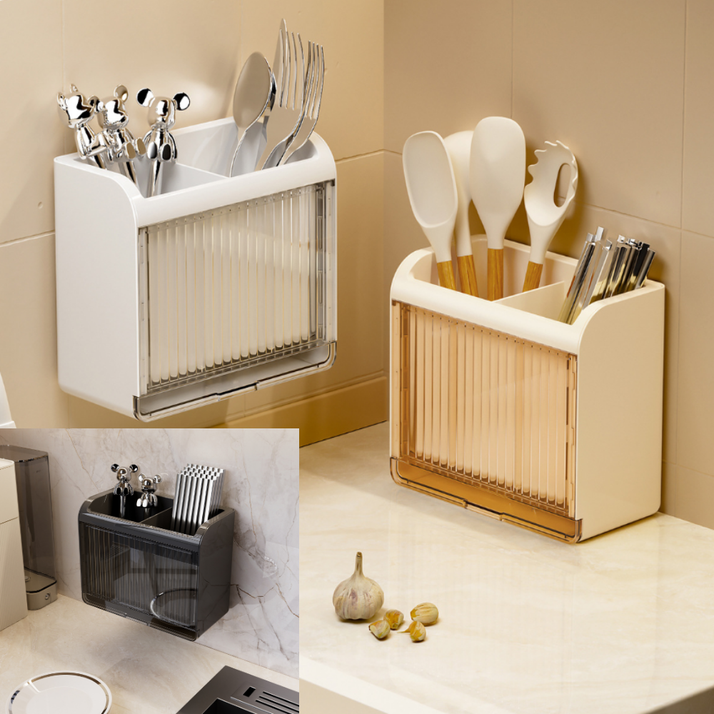 모아빛 물빠짐 수저통 수저꽂이 정리함, 1개, 화이트 12,200원