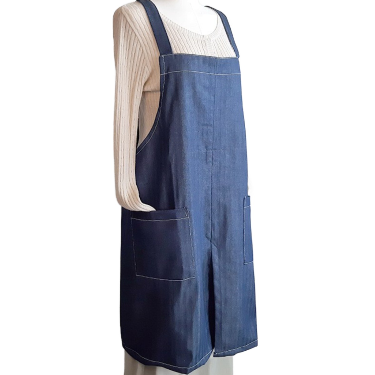 남녀공용 방수안감 쉐프롱 사계절 데님 앞치마, 국산 넉넉한 사이즈 다용도 청 작업복, 1개 29,800원