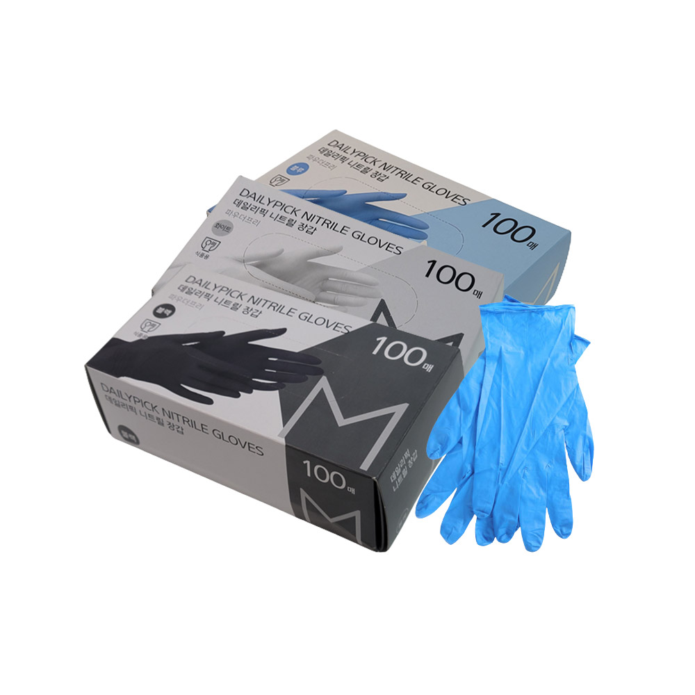 데일리픽 니트릴 장갑 100개입 M사이즈 화이트 블루 블랙, M, 흰색, 1개 8,200원