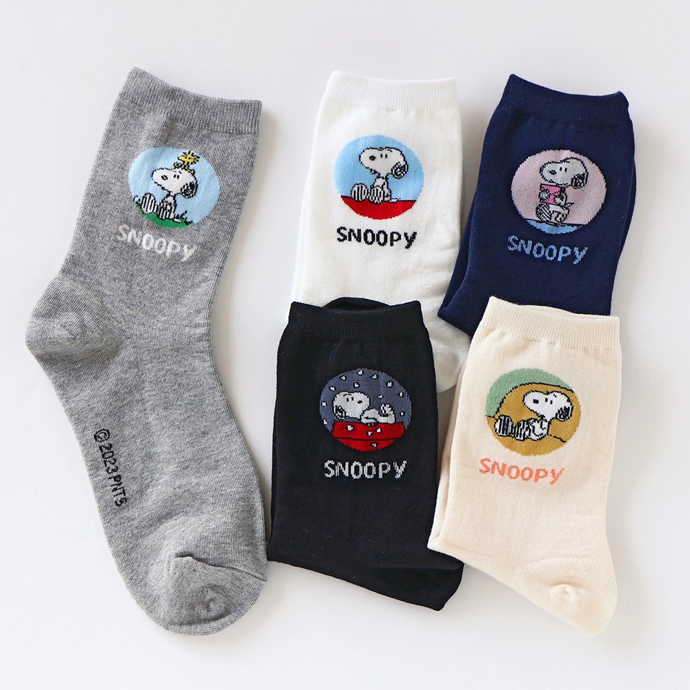 미모양 귀여운 스누피 캐릭터 양말 5켤레 세트 3종 15,800원