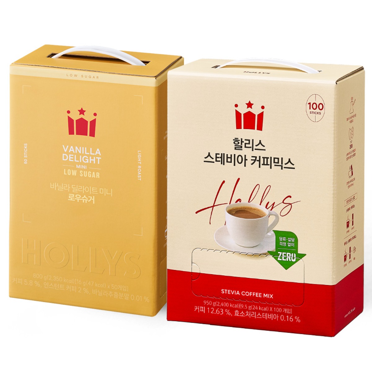 [할리스] 바닐라딜라이트 미니 로우슈거 50T+스테비아 커피믹스 100T 45,900원