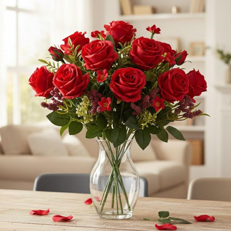 마벨인홈 고급 장미 조화 인테리어 장식 꽃다발 3P, 1개, 레드 13,900원