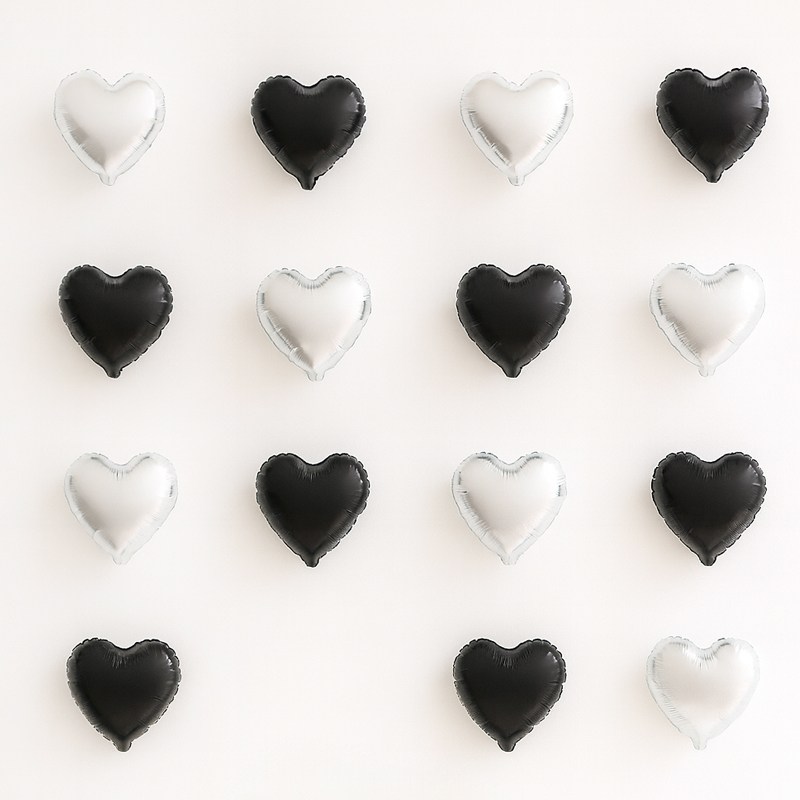 해피제이니 미니하트 20개 파티 이벤트 생일 은박 호일풍선 파티풍선 세트, 1세트, 블랙 미니하트 하트풍선만 8,500원