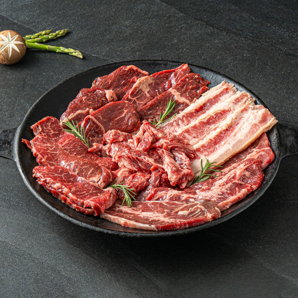 고기중독 프리미엄 소고기 모듬 갈비살+안창살+토시살+우삼겹 1kg 26,980원