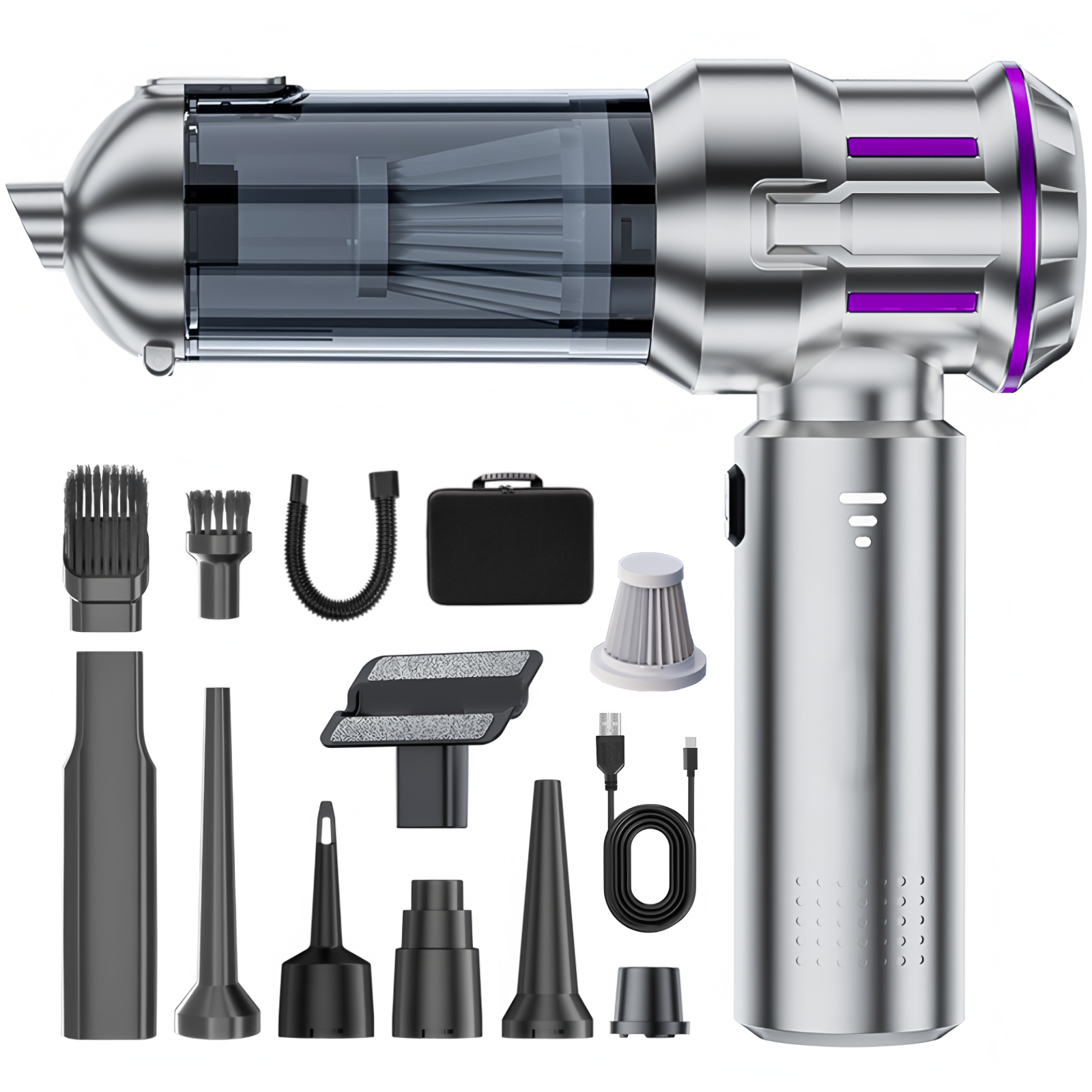 국내발송 RichMagic 16000pa 고성능 핸디 무선 청소기 BLDC 브러시리스 대흡력 휴대용 청소기 3단 조절 차량용/가정용/애견멀티청소기, 은보라색, M8, 현재가 93,850원