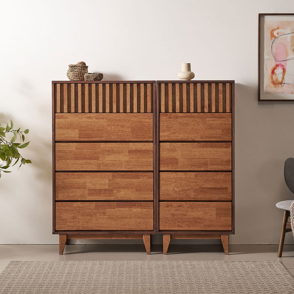 엘든 높은 인테리어 안방 원목 드레스룸 옷 5단 서랍장 세트, 5단, 월넛 732,000원
