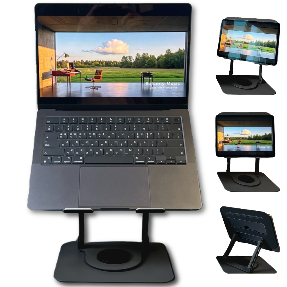 AL컴퍼니 360도 회전 각도 높이 조절 접이식 노트북 스탠드 거치대, 사틴블랙, 1개 30,900원