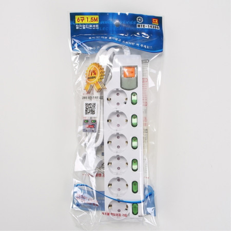 일신전기 멀티탭 6구 1.5m 16A 멀티코드 개별 스위치 14,470원
