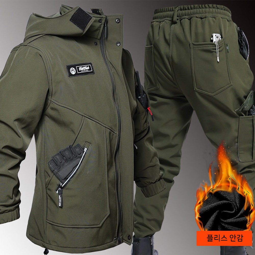 UPPERCUT 남성 방한 작업복 세트 겨울 라이딩 등산 낚시 캠핑 방수 방풍 전술복 정비복 상하의 세트 23,900원