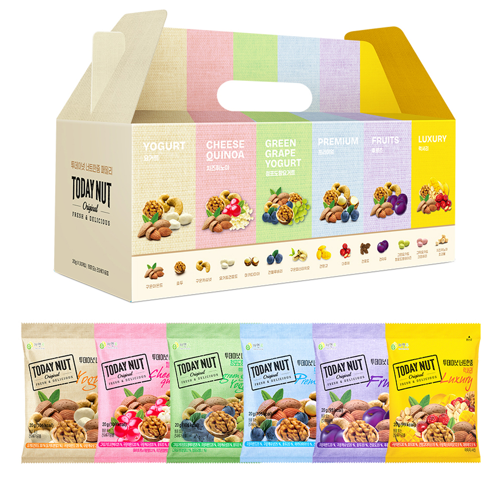 투데이넛 너트한줌 패밀리 견과 6종 선물세트 600g 19,900원