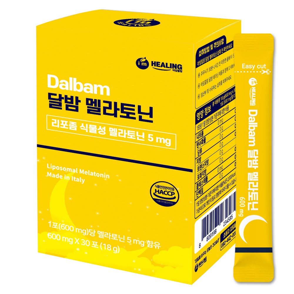 아임힐링 달밤 식물성 리포좀 멜라토닌 5mg 식약청 인증, 1개, 18g 18,160원
