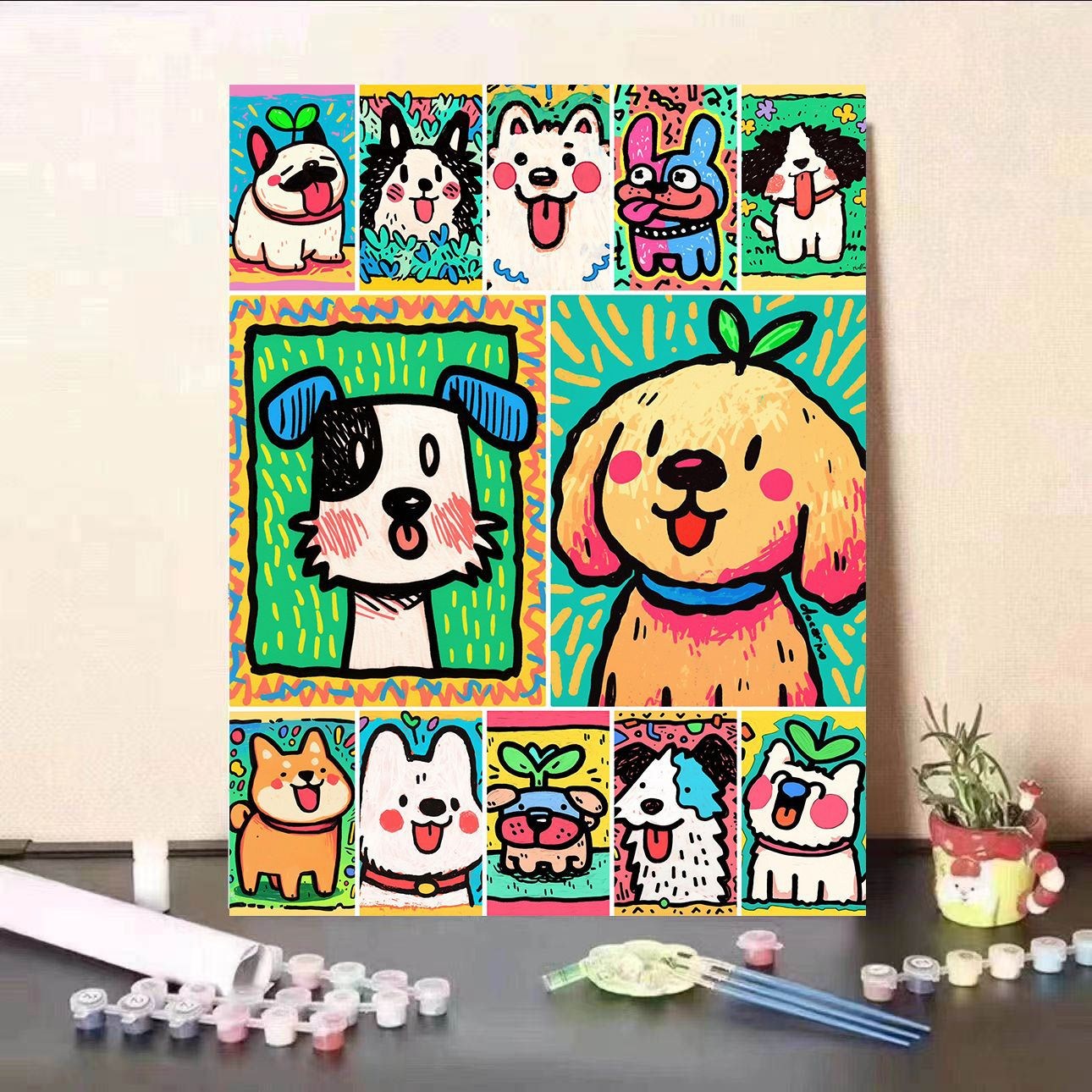 톰앤토미e DIY 명화 그리기 세트 컬러풀 강아지 고양이 캐릭터 유화 30*40, 댕댕이의 나들이, 1개 17,900원