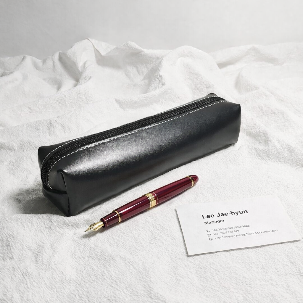 실버샤인 미니멀 가죽필통 대학생 직장인 고급 펜케이스, 1개, 다크 블랙 11,200원