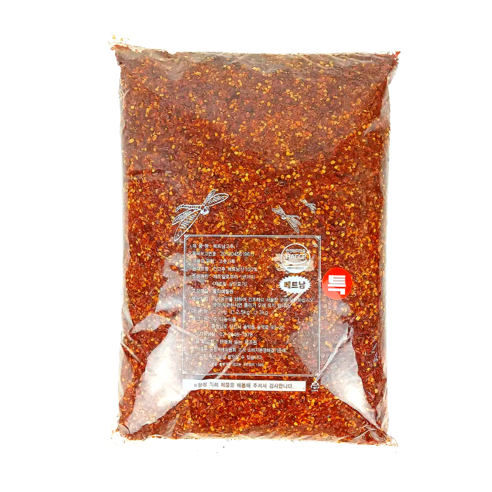 국내세척가공 베트남 거친 씨있는 고춧가루 대용량 크러쉬드 레드페퍼 업소용, 2.5kg, 8개 311,600원