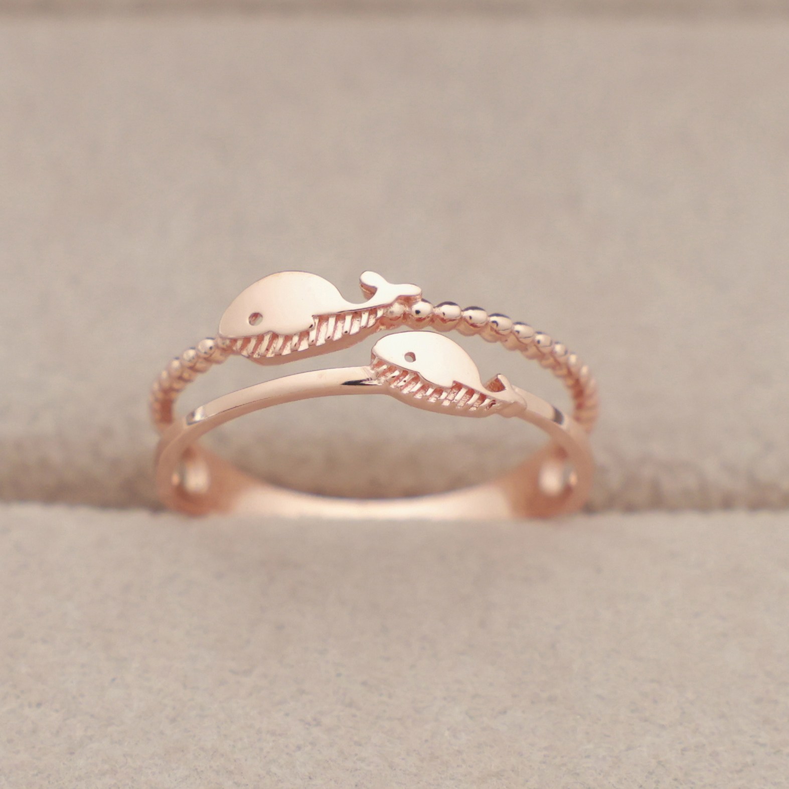 14k 18k 로즈골드 물고기 반지  고래 우정 트원 행운 패션 심플 데일리 선물 레이어드(R290) 300,750원