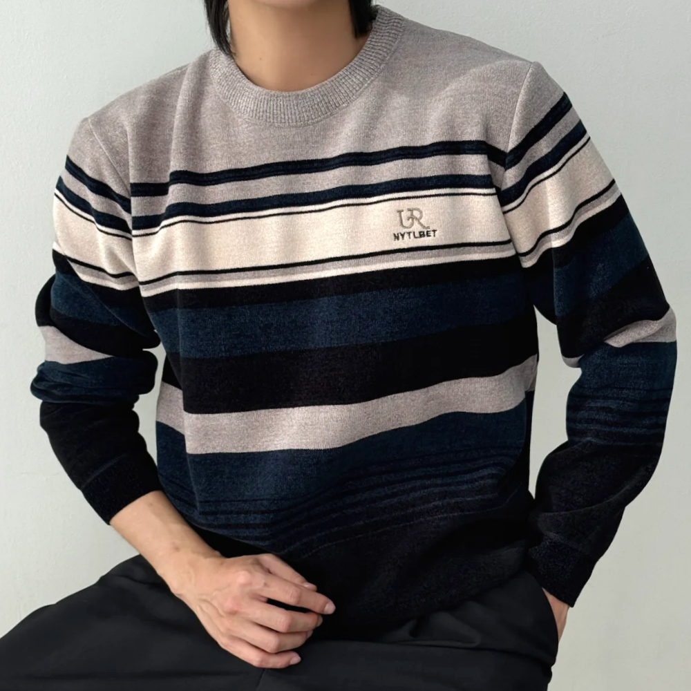 코엑티 남성 겨울 두꺼운 리치 벨벳 셰닐 라운드 스웨터 31,900원