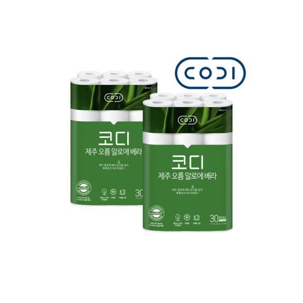 코디 제주 오름 알로에 베라 두루마리휴지 30M 30롤 X 2개 69,200원