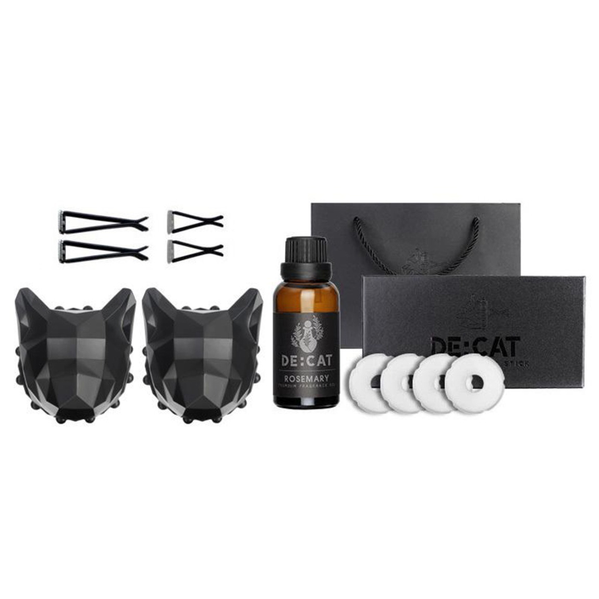 디캣 차량용 방향제 카본블랙 2p + 리필액 30ml + 일반클립 2p + 장클립 2p + 리필링 4p + 포장박스 + 쇼핑백 세트 전차종호환 27,940원