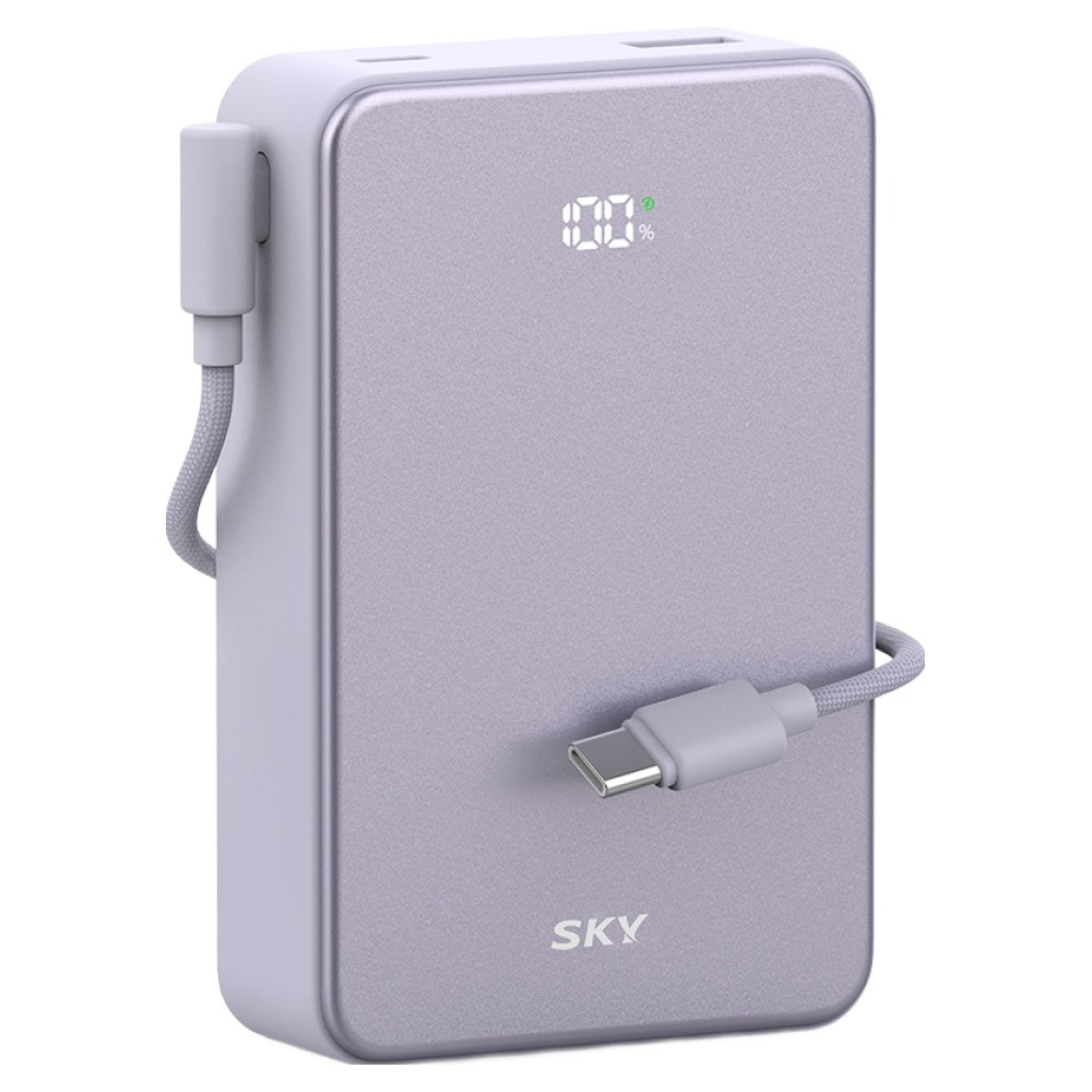 스카이 필 Cube 20000mAh PD QC 22.5W 고속충전 LCD잔량표시 대용량 미니 보조배터리 케이블 멀티단자, 퍼플, SKY-A20 29,990원