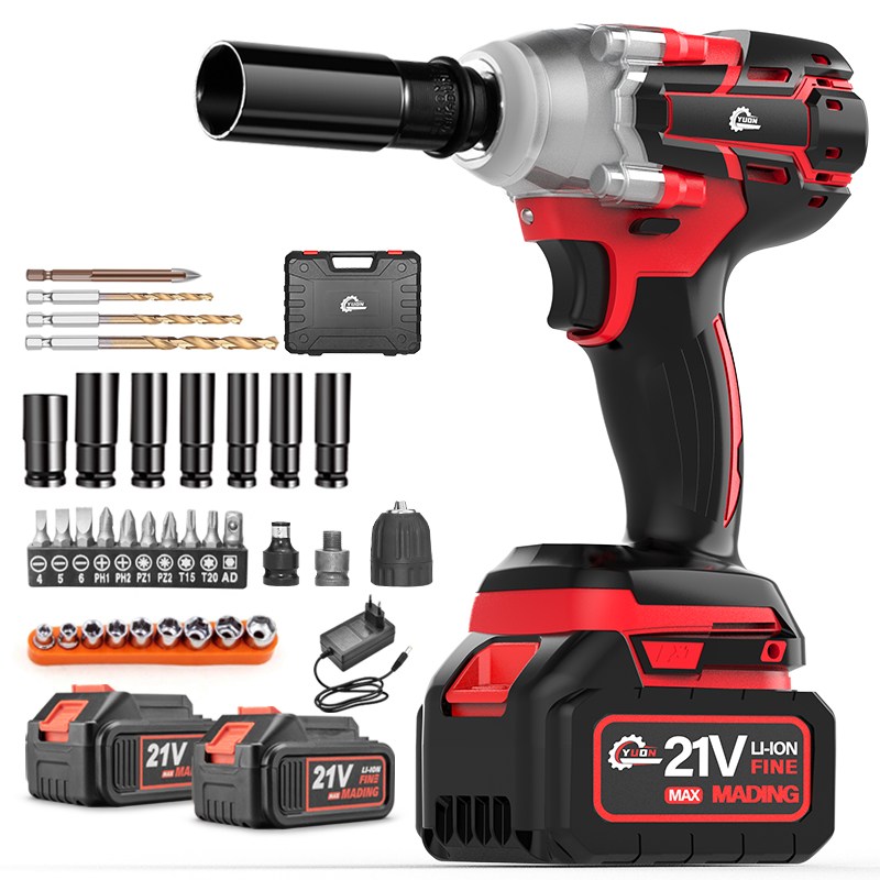 YUON 독일 21V 980Nm 고출력 충전 임팩드릴 세트 전동 임팩 렌치 무단변속 충전 임팩 드릴 렌치 드라이버 전문가형 3.0Ah 배터리 2개 풀세트, 1세트, 빨강 139,000원