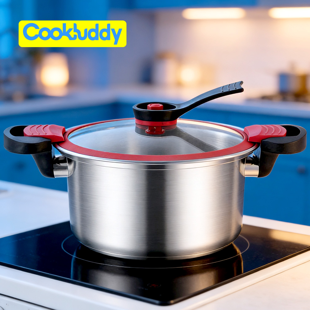 CookBuddy 304 스텐 저압냄비 압력밥솥 인덕션 3-4인용 압력솥, 1개, 은, 5L 32,900원