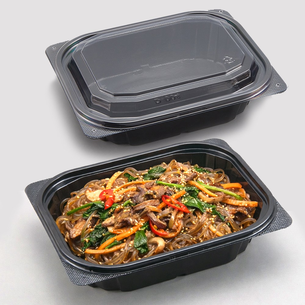 에스제이케미칼 반찬 샐러드 포장용기 004 블랙 300개 세트 용기, 뚜껑 포함, 1박스 39,500원