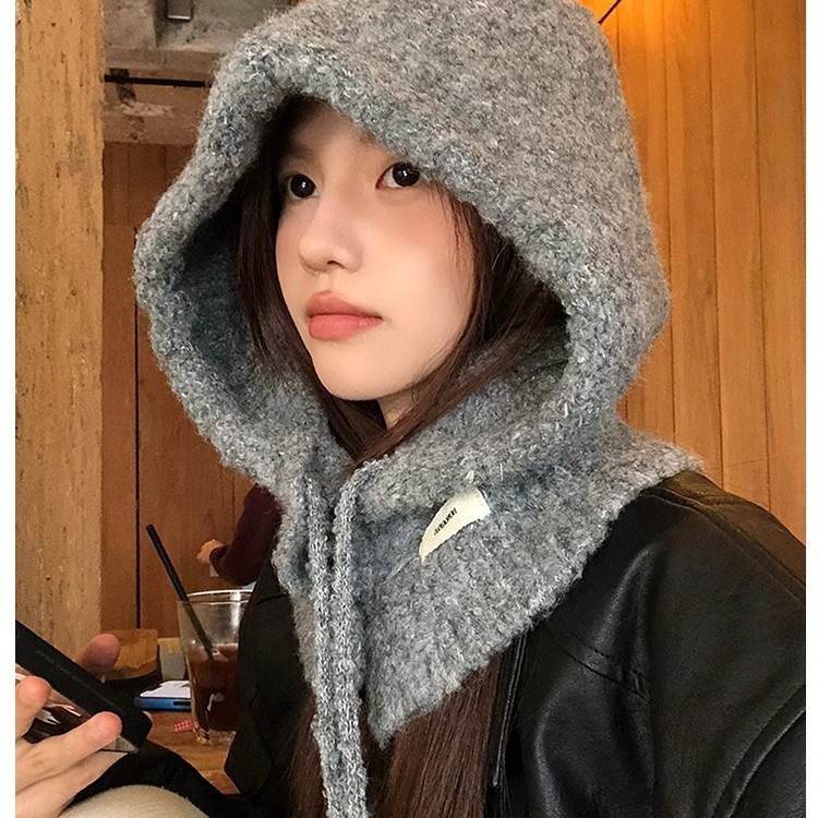 KEMEI 바라클라바 후드 넥워머, 오버핏 울 니트 방한 모자, 겨울 워머 목도리 3,900원