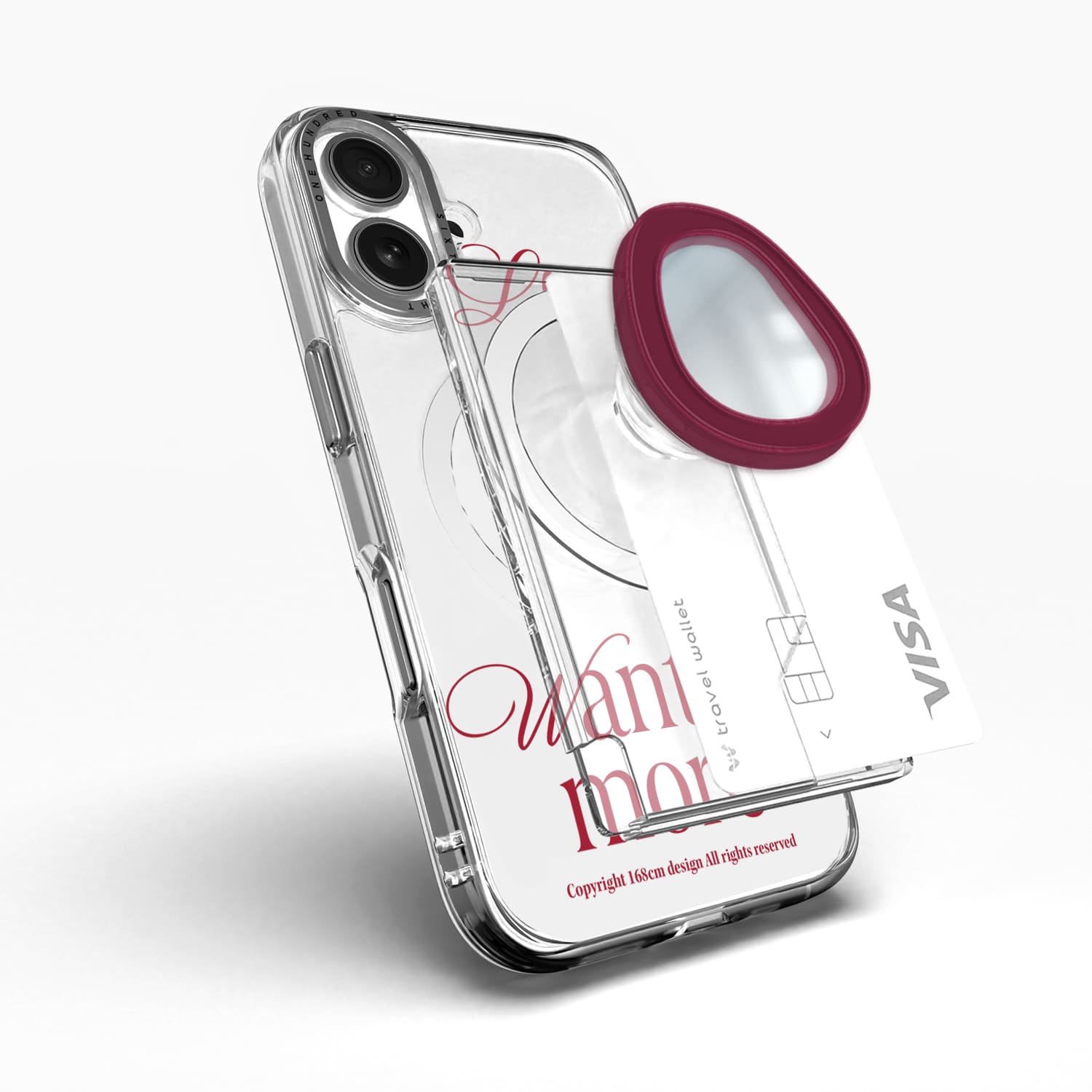 [168cm 본사] 맥세이프 카드지갑 그립톡 3in1 올인포켓 미러 조약돌, 버건디, 1개 24,800원